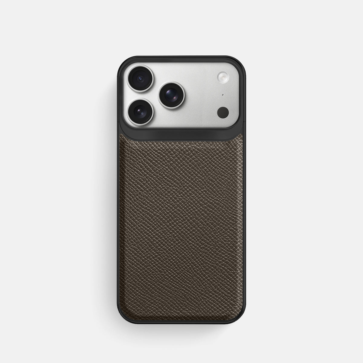 Metal Case For iPhone 18 Pro In Epsom-Style Calf -1 | Taupe-Black