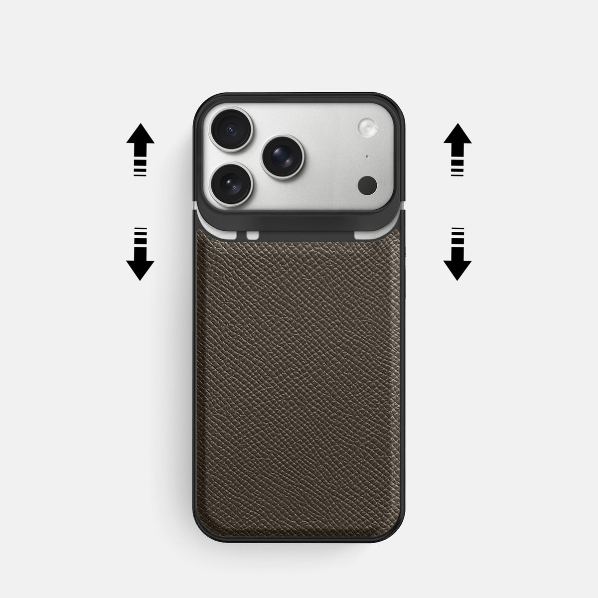 Metal Case For iPhone 18 Pro In Epsom-Style Calf -2 | Taupe-Black