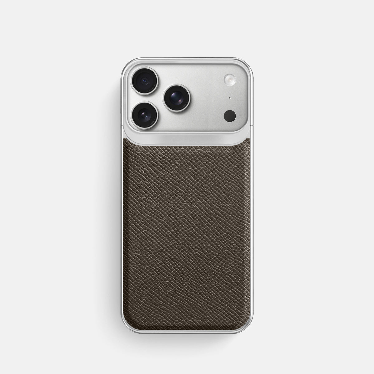 Metal Case For iPhone 18 Pro In Epsom-Style Calf -1 | Taupe-Steel