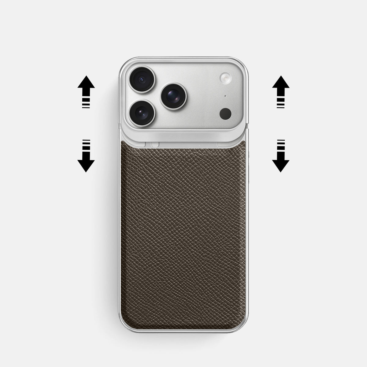 Metal Case For iPhone 18 Pro In Epsom-Style Calf -2 | Taupe-Steel