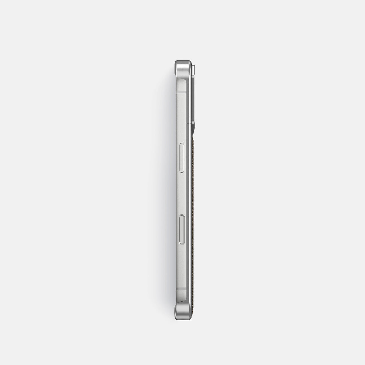 Metal Case For iPhone 18 Pro In Epsom-Style Calf -3 | Taupe-Steel
