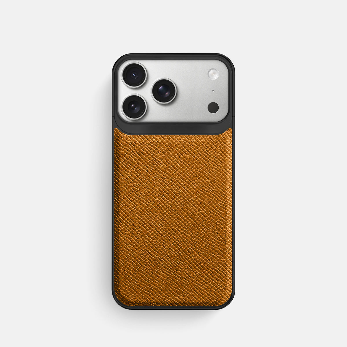 Metal Case For iPhone 18 Pro In Epsom-Style Calf -1 | Whiskey-Black