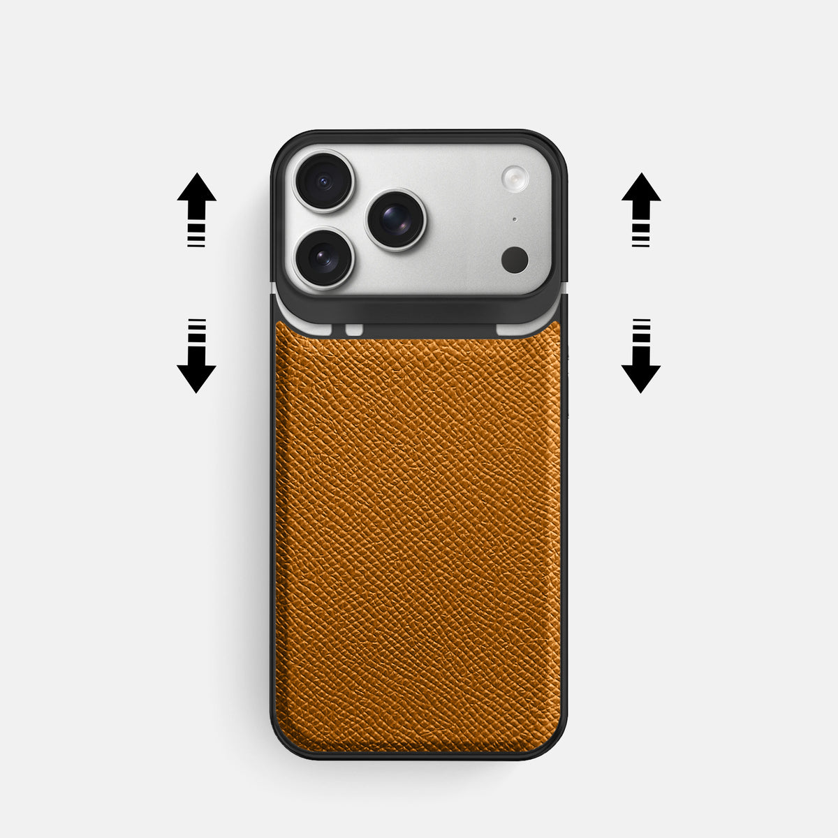 Metal Case For iPhone 18 Pro In Epsom-Style Calf -2 | Whiskey-Black