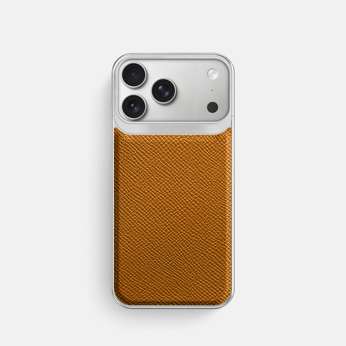 Metal Case For iPhone 18 Pro In Epsom-Style Calf -1 | Whiskey-Steel