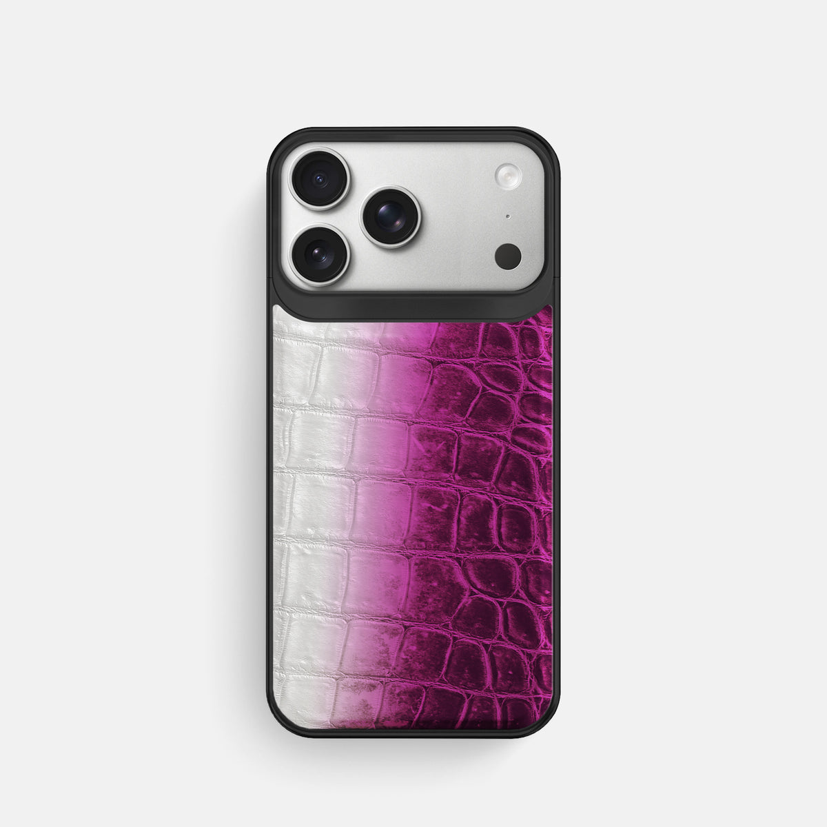 Metal Case For iPhone 18 Pro In Himalayan Crocodile -1 | Fuchsia-Black