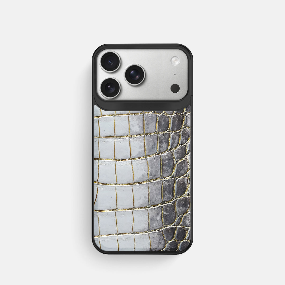 Metal Case For iPhone 18 Pro In Himalayan Crocodile -1 | Gold-Black