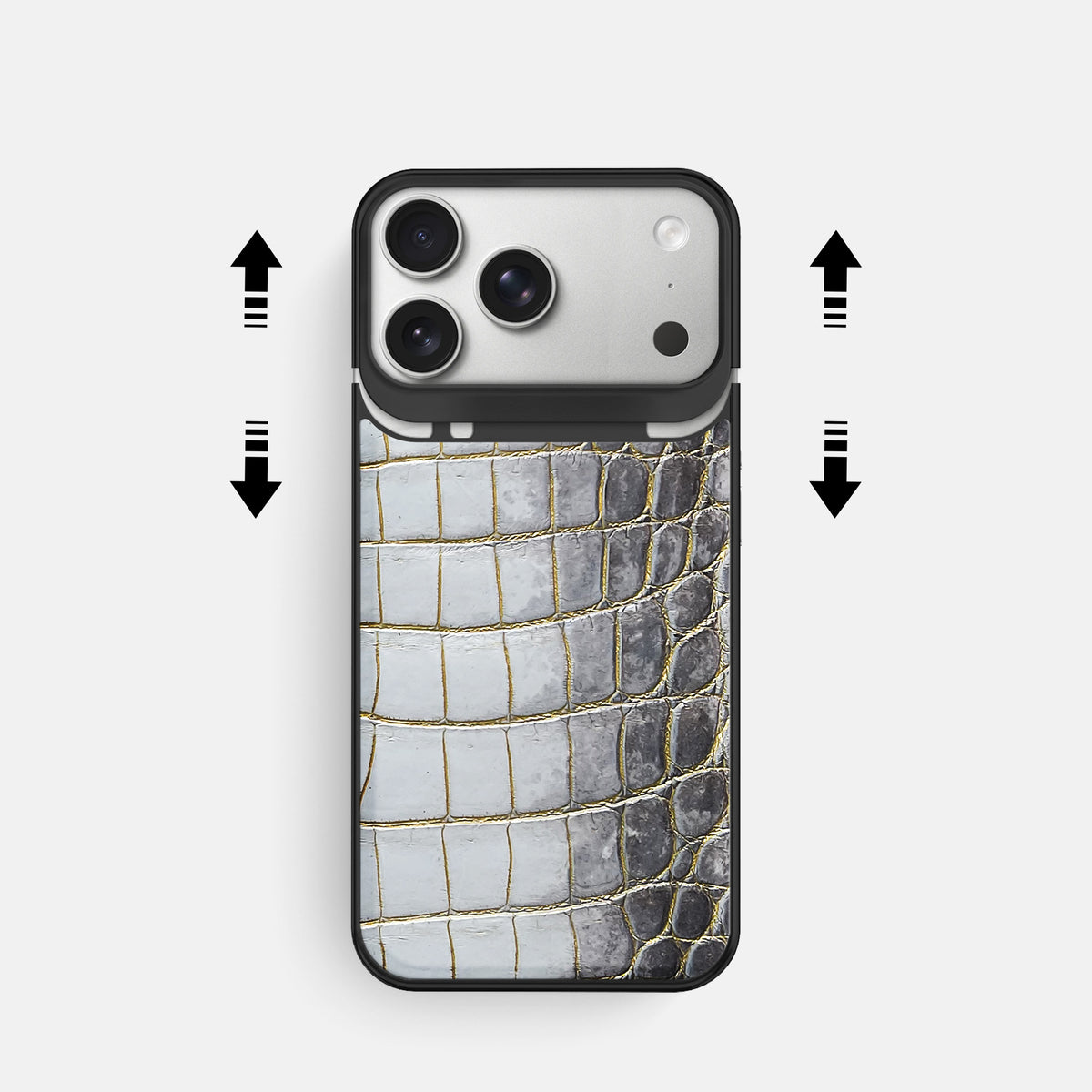 Metal Case For iPhone 18 Pro In Himalayan Crocodile -2 | Gold-Black