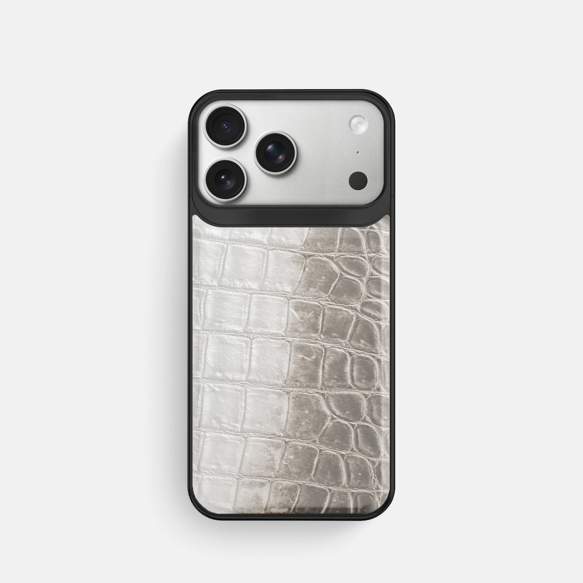 Metal Case For iPhone 18 Pro In Himalayan Crocodile -1 | Grey-Black