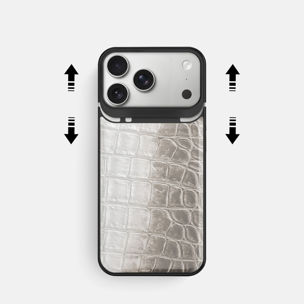 Metal Case For iPhone 18 Pro In Himalayan Crocodile -2 | Grey-Black