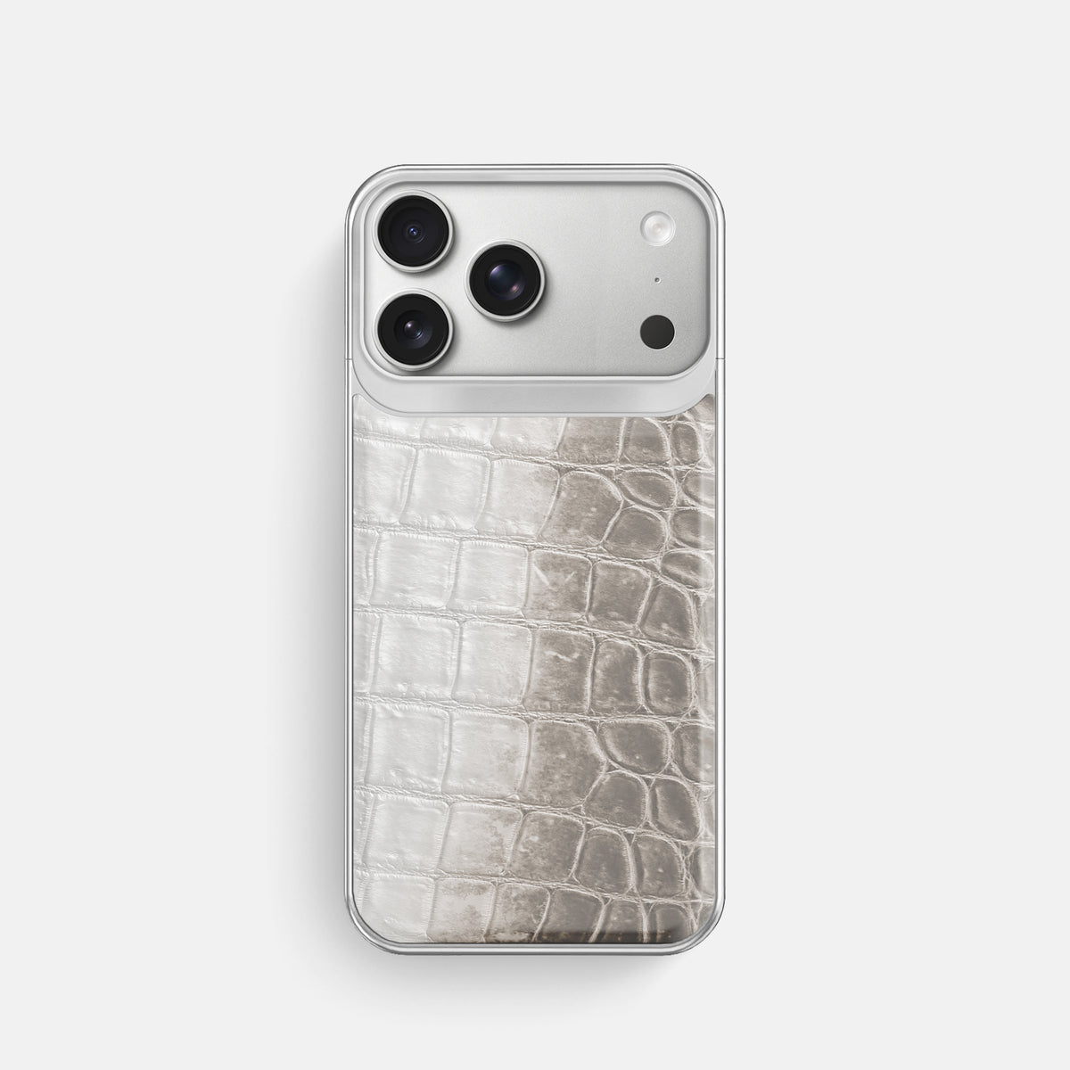 Metal Case For iPhone 18 Pro In Himalayan Crocodile -1 | Grey-Steel
