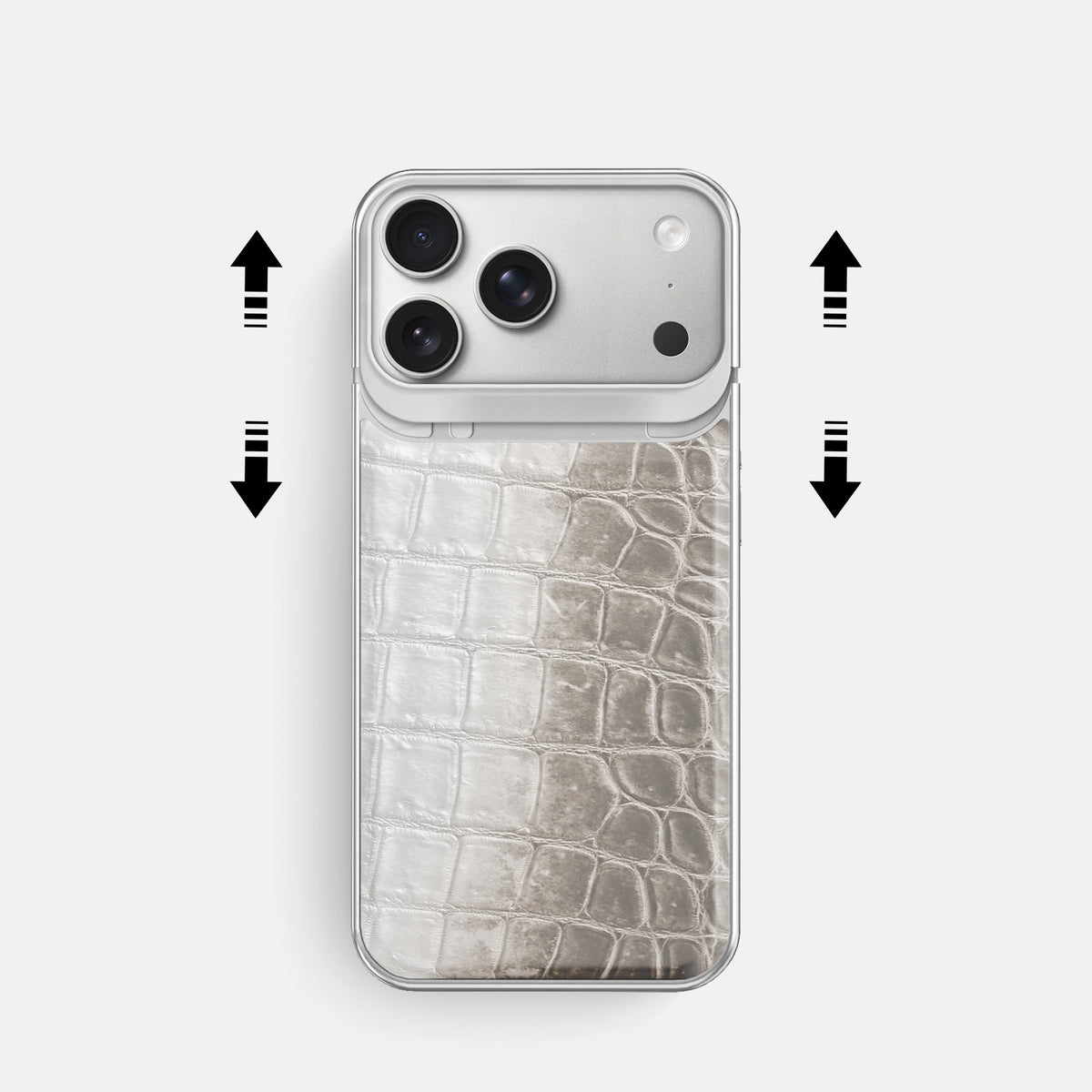 Metal Case For iPhone 18 Pro In Himalayan Crocodile -2 | Grey-Steel