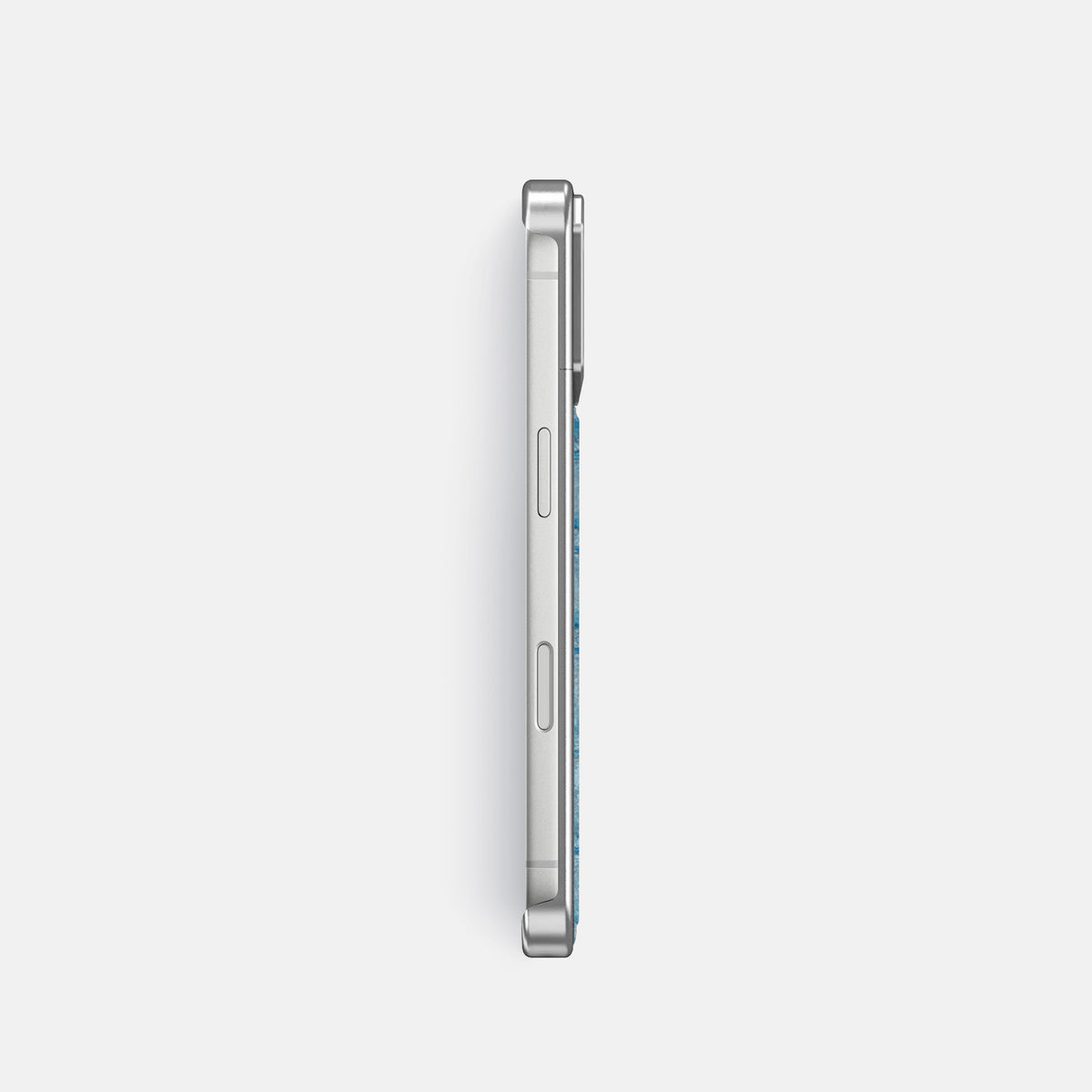 Metal Case For iPhone 18 Pro In Himalayan Crocodile -3 | Ice-Blue-Steel