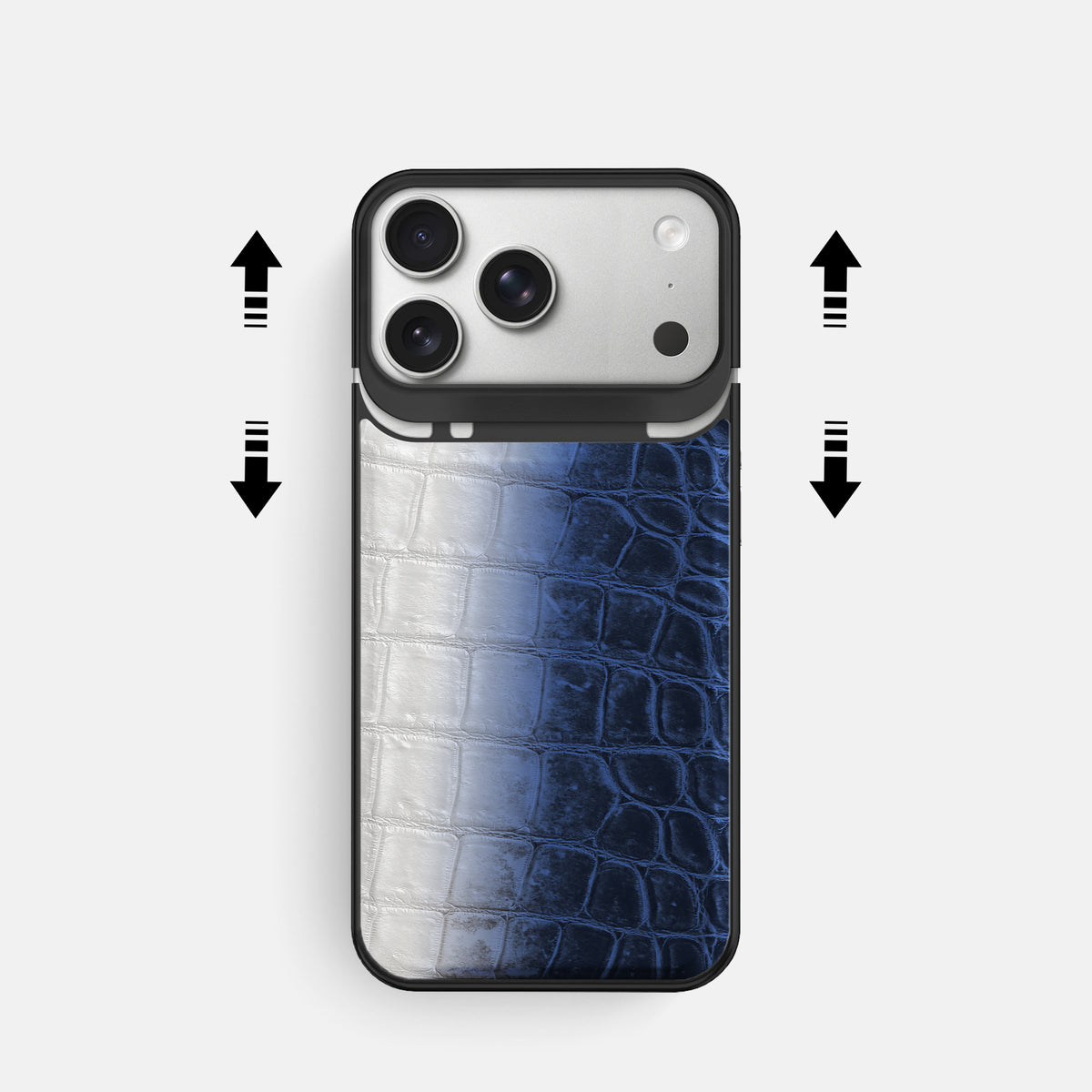 Metal Case For iPhone 18 Pro In Himalayan Crocodile -2 | Navy-Blue-Black
