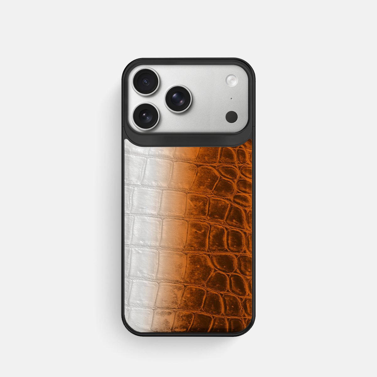 Metal Case For iPhone 18 Pro In Himalayan Crocodile -1 | Orange-Black