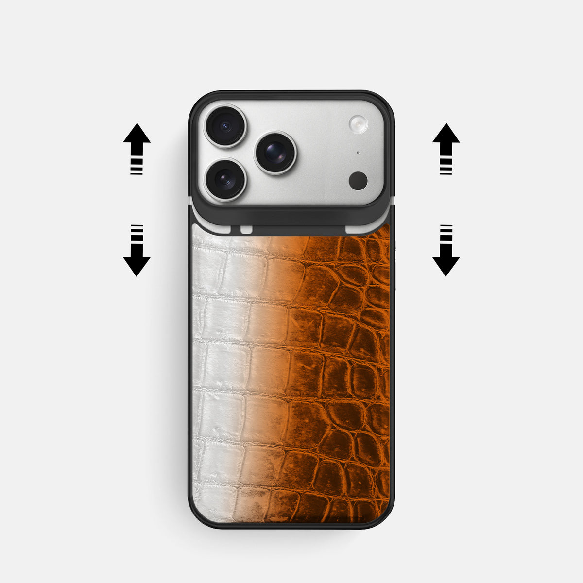 Metal Case For iPhone 18 Pro In Himalayan Crocodile -2 | Orange-Black