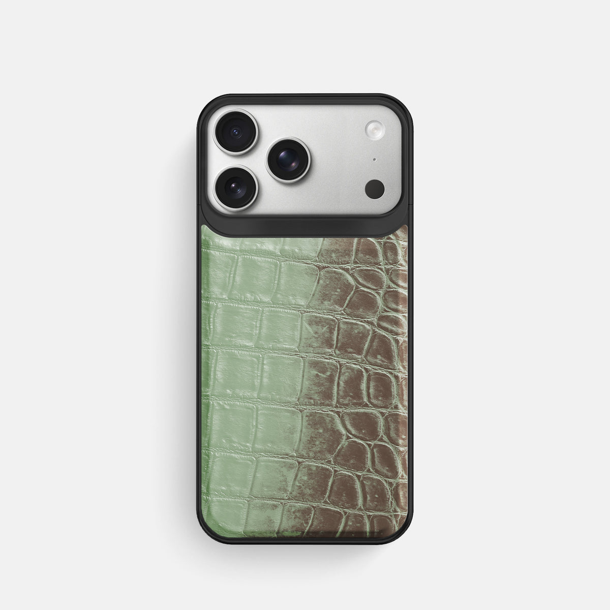 Metal Case For iPhone 18 Pro In Himalayan Crocodile -1 | Pistachio-Black