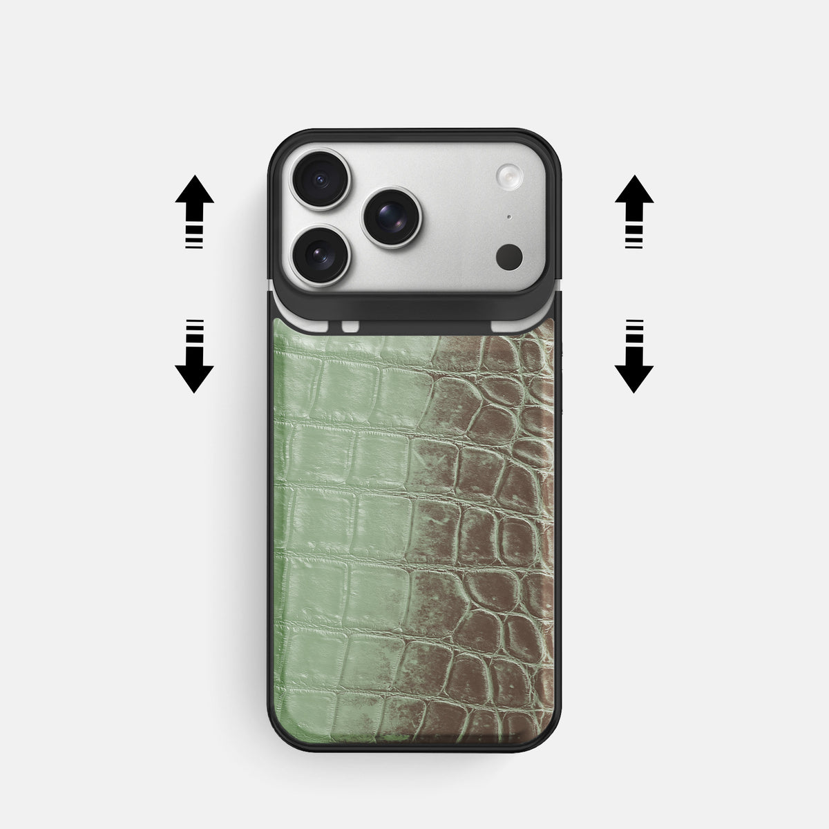 Metal Case For iPhone 18 Pro In Himalayan Crocodile -2 | Pistachio-Black