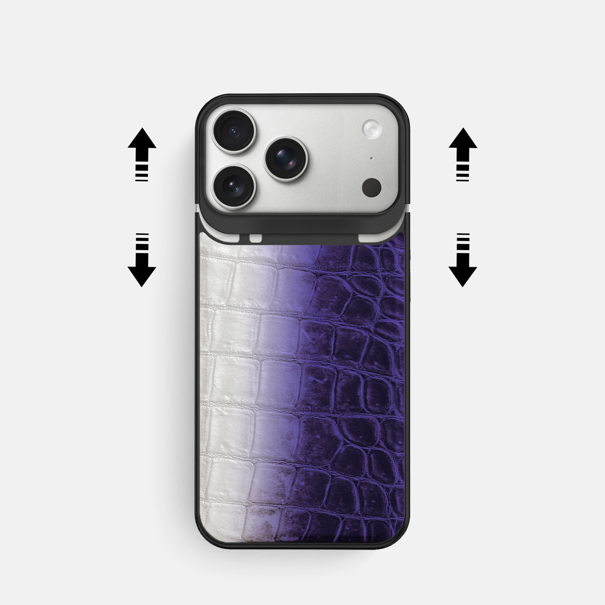 Metal Case For iPhone 18 Pro In Himalayan Crocodile -2 | Purple-Black