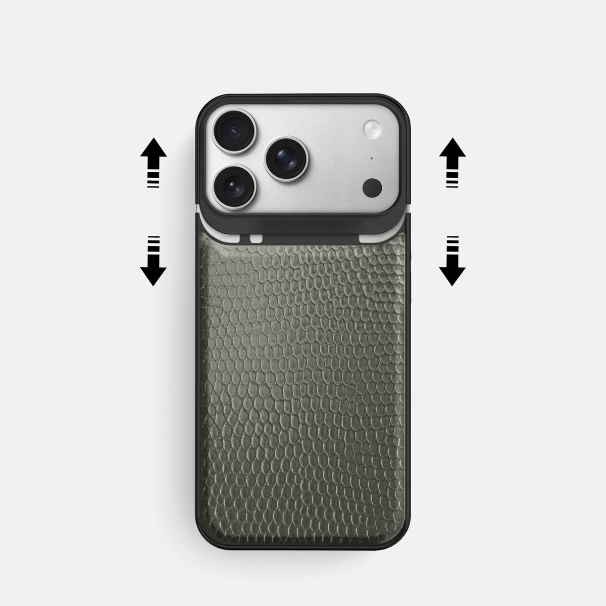 Metal Case For iPhone 18 Pro In Lizard -2 | Grey-Black