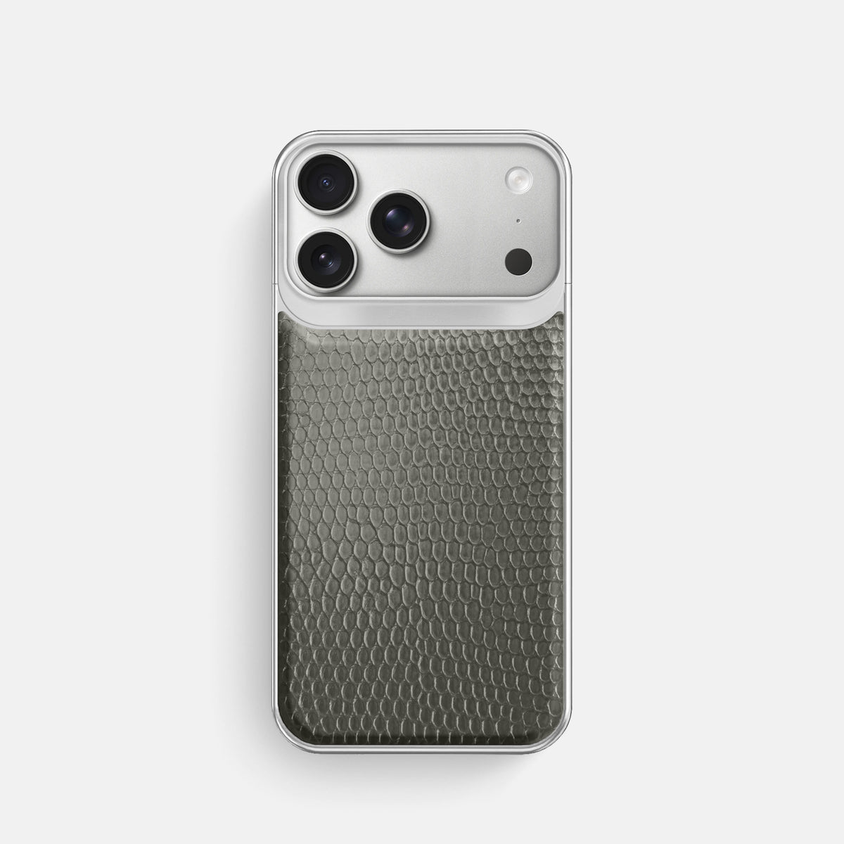 Metal Case For iPhone 18 Pro In Lizard -1 | Grey-Steel