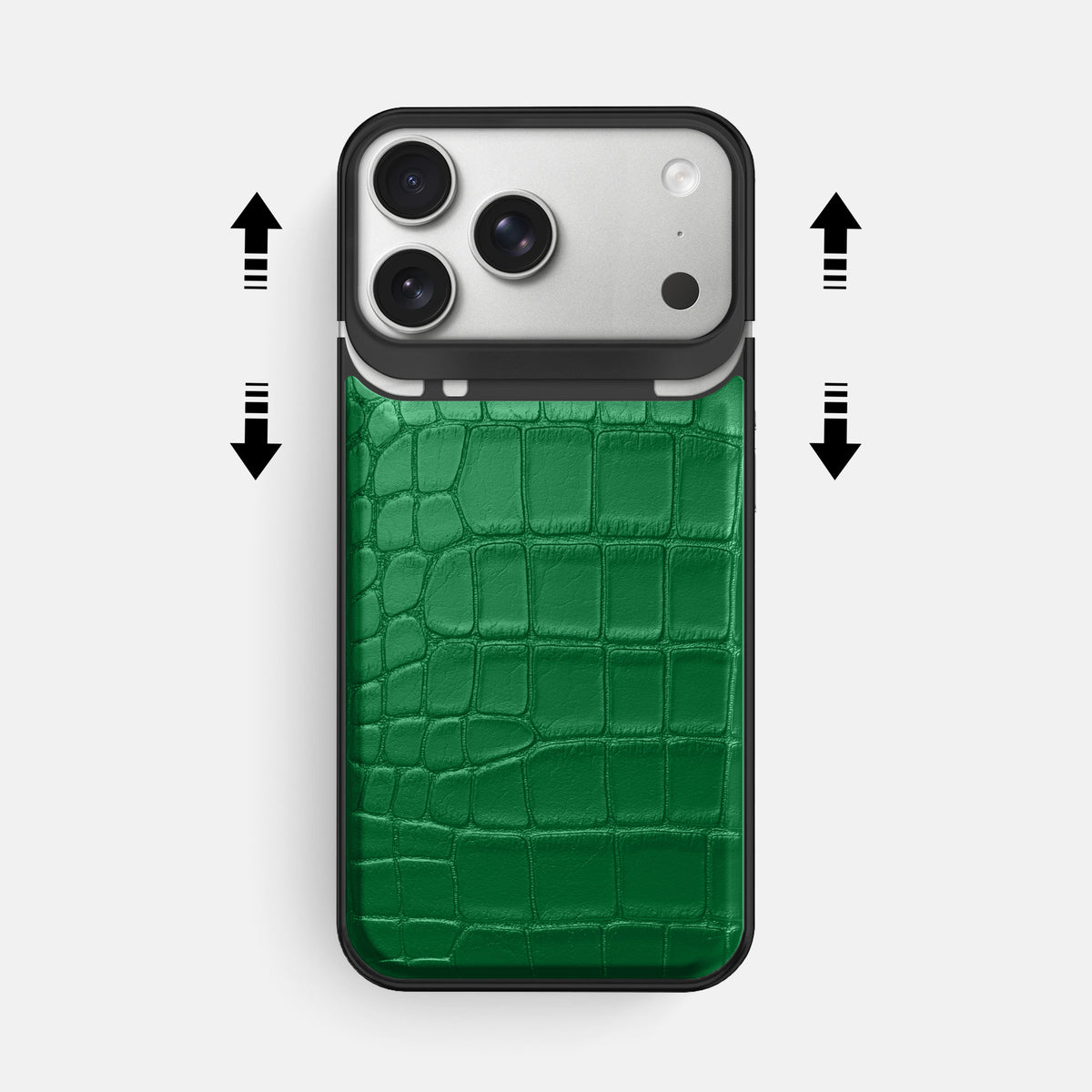 Metal Case For iPhone 18 Pro Max In Alligator -2 | Forest-Green-Black