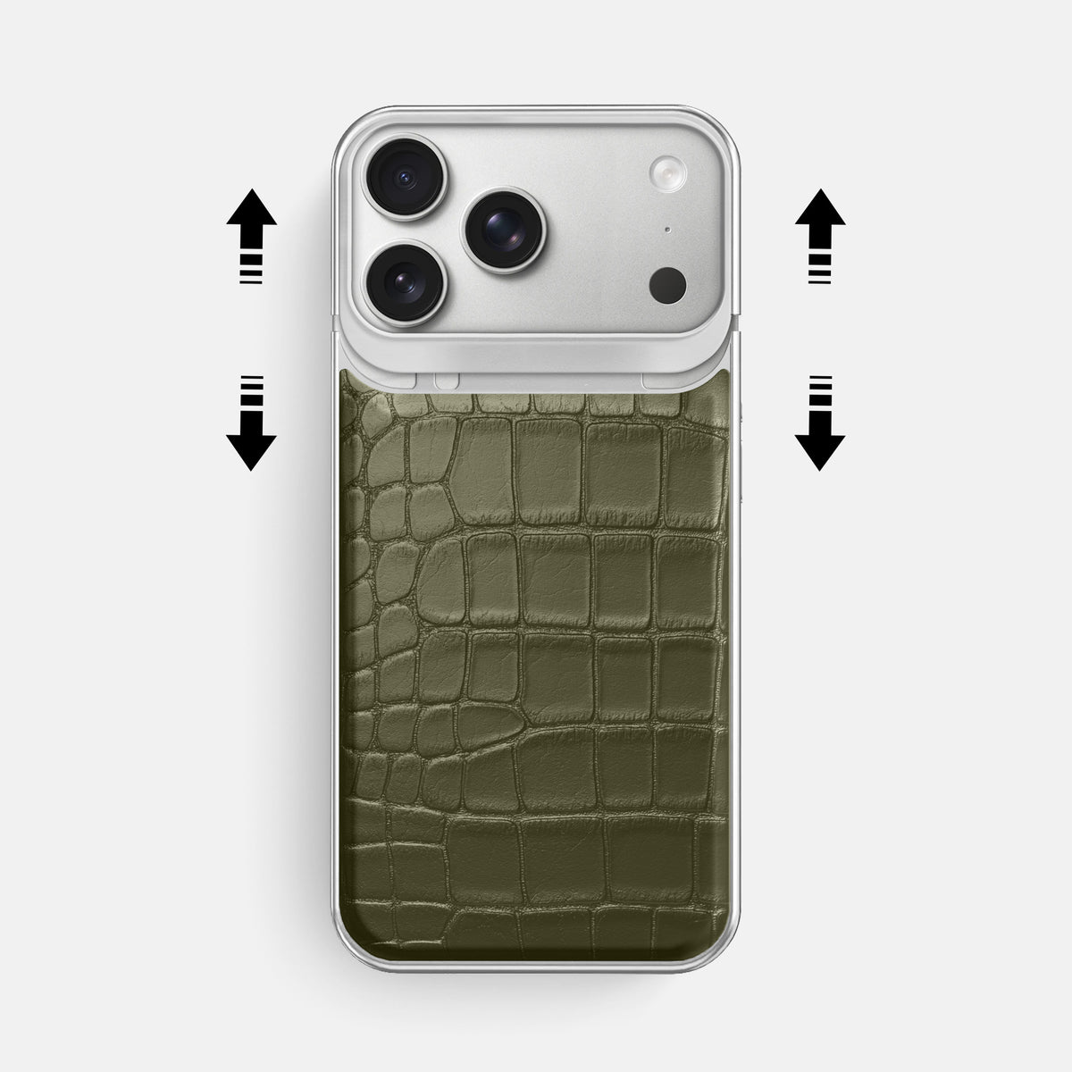 Metal Case For iPhone 18 Pro Max In Alligator -2 | Kaki-Green-Steel
