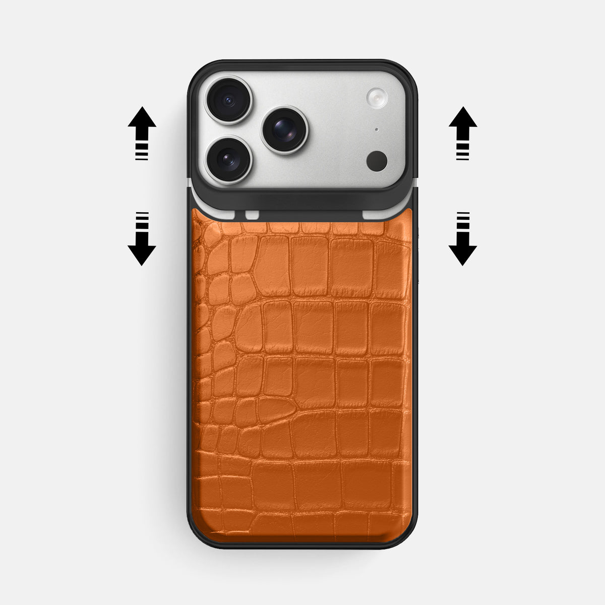 Metal Case For iPhone 18 Pro Max In Alligator -2 | Orange-Black