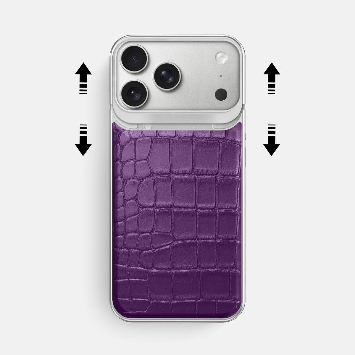 Metal Case For iPhone 18 Pro Max In Alligator -2 | Purple-Steel