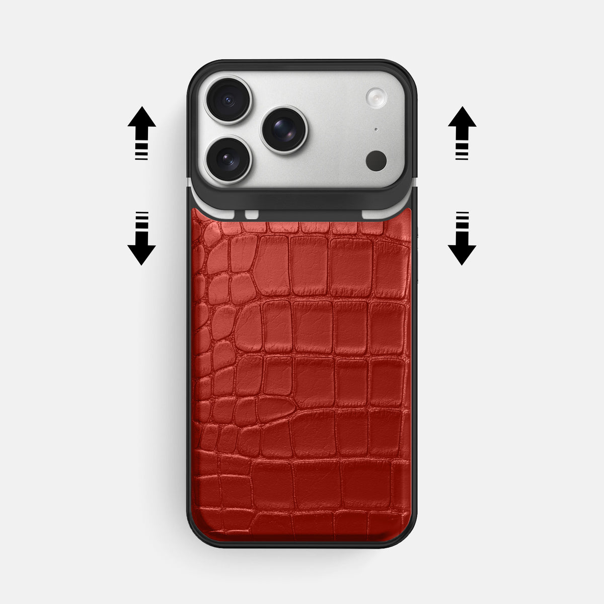 Metal Case For iPhone 18 Pro Max In Alligator -2 | Red-Black
