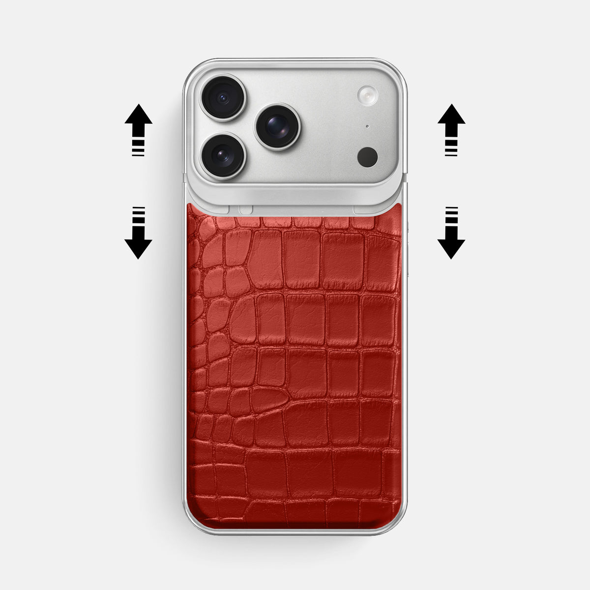 Metal Case For iPhone 18 Pro Max In Alligator -2 | Red-Steel