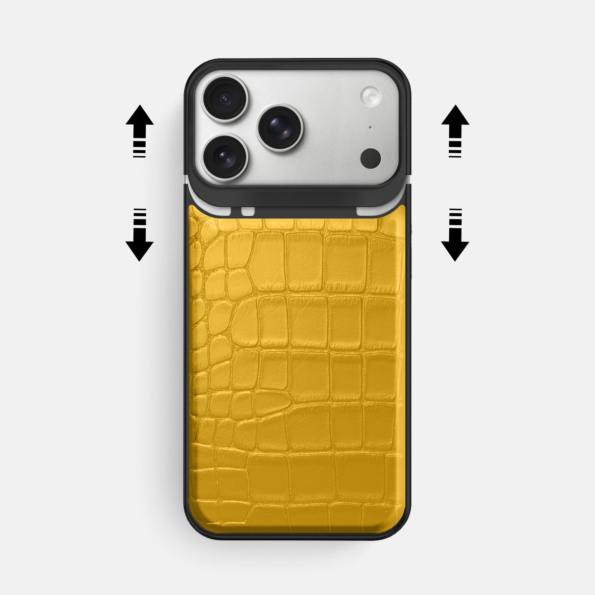Metal Case For iPhone 18 Pro Max In Alligator -2 | Yellow-Black