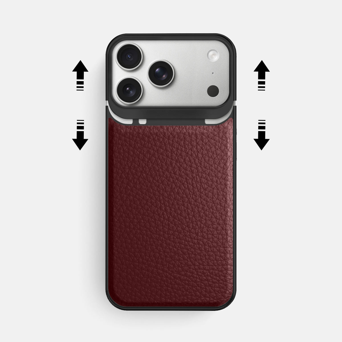 Metal Case For iPhone 18 Pro Max In Calf -2 | Bordeaux-Black