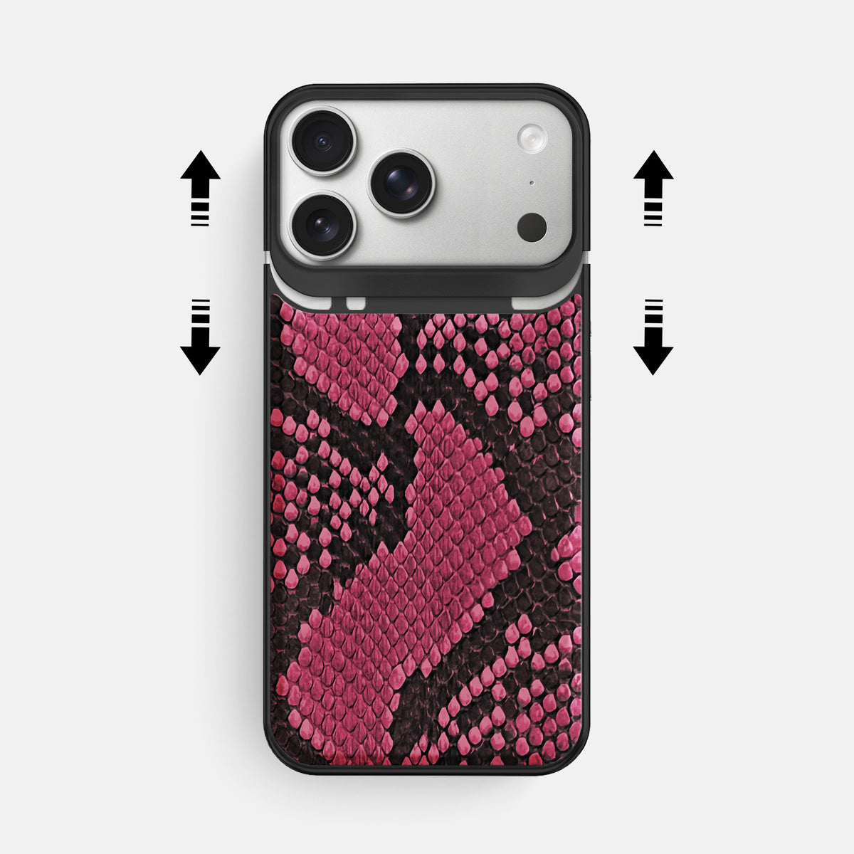 Metal Case For iPhone 18 Pro Max In Deluxe Python -2 | Burgundy-Black