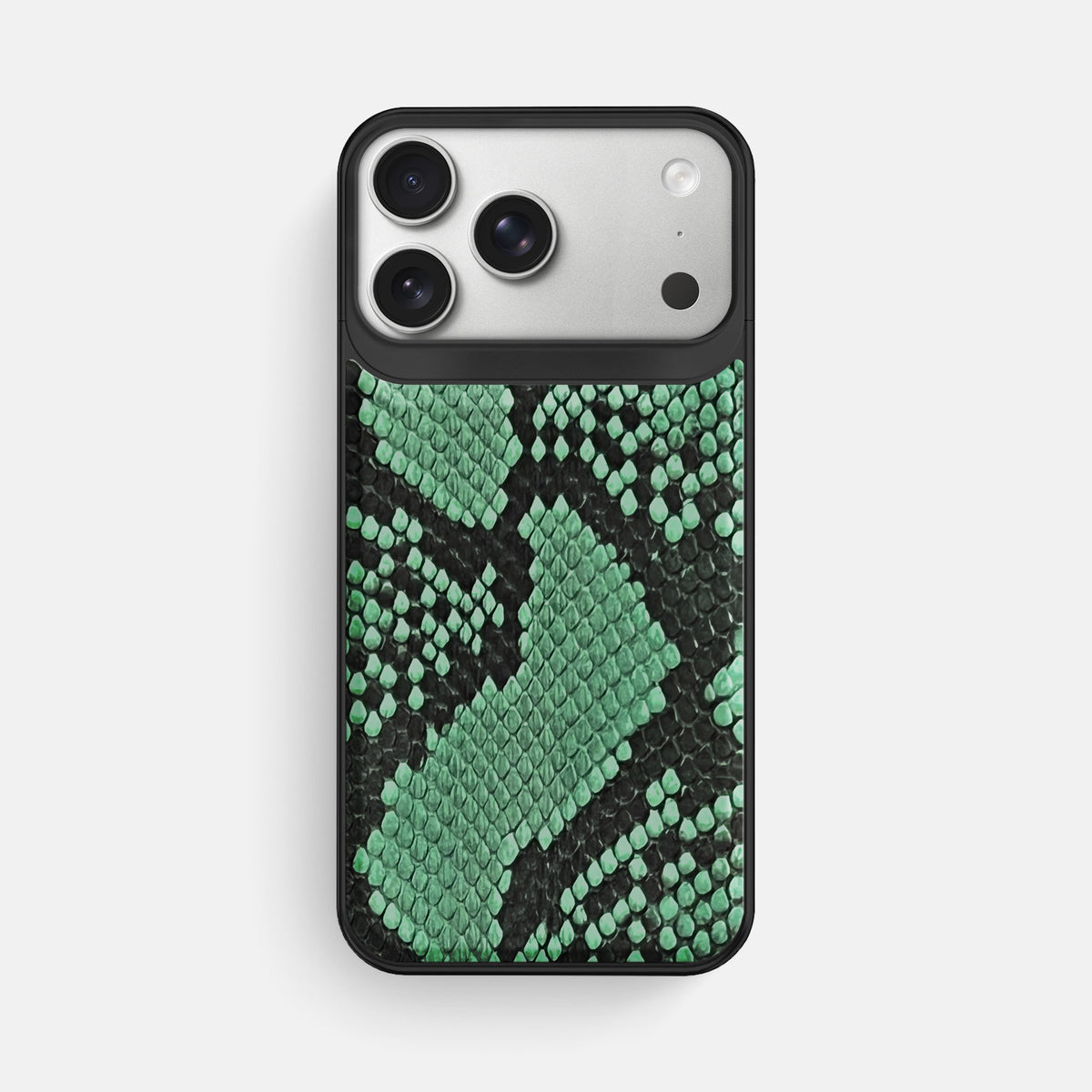 Metal Case For iPhone 18 Pro Max In Deluxe Python -1 | Forest-Green-Black