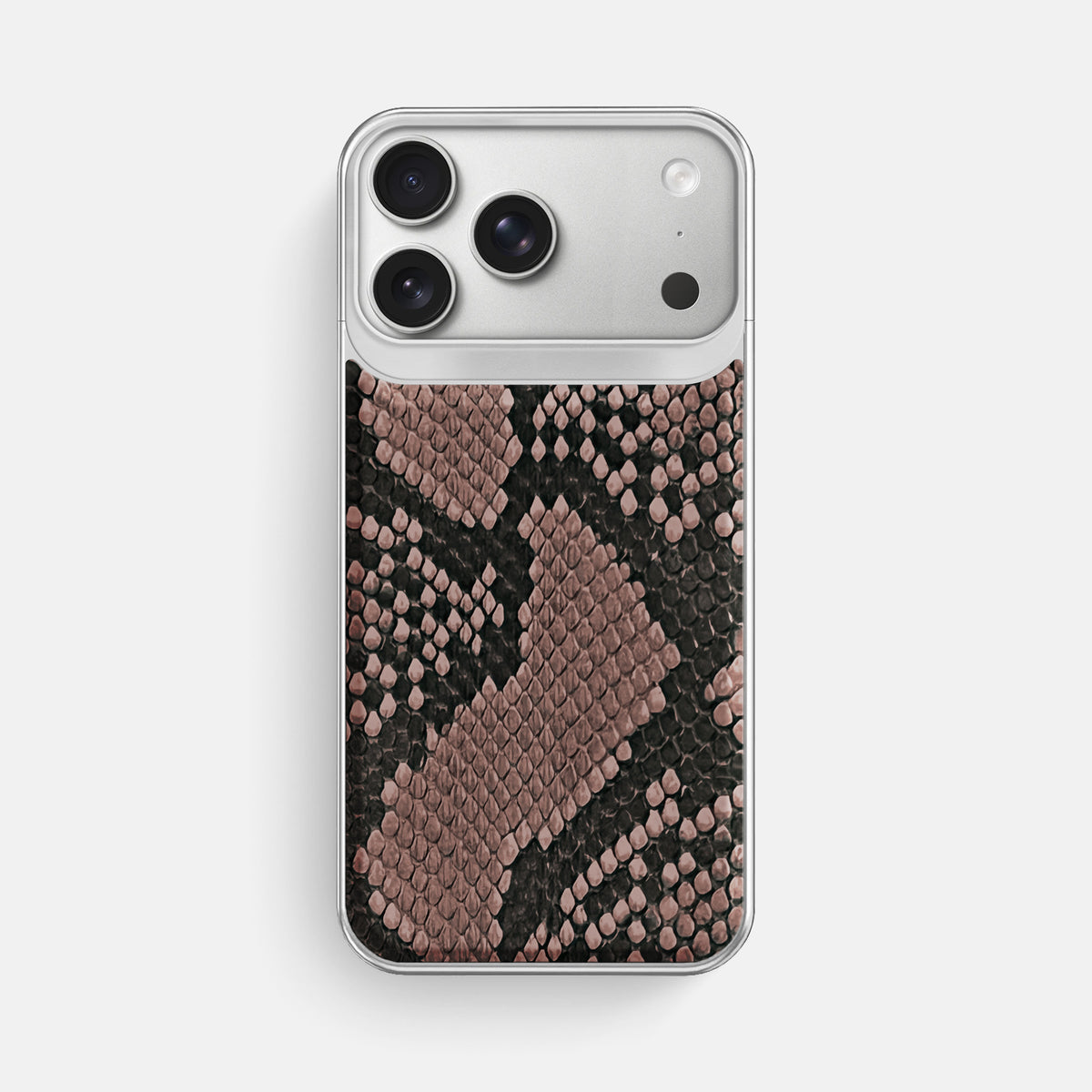 Metal Case For iPhone 18 Pro Max In Deluxe Python -1 | Mahogany-Brown-Steel