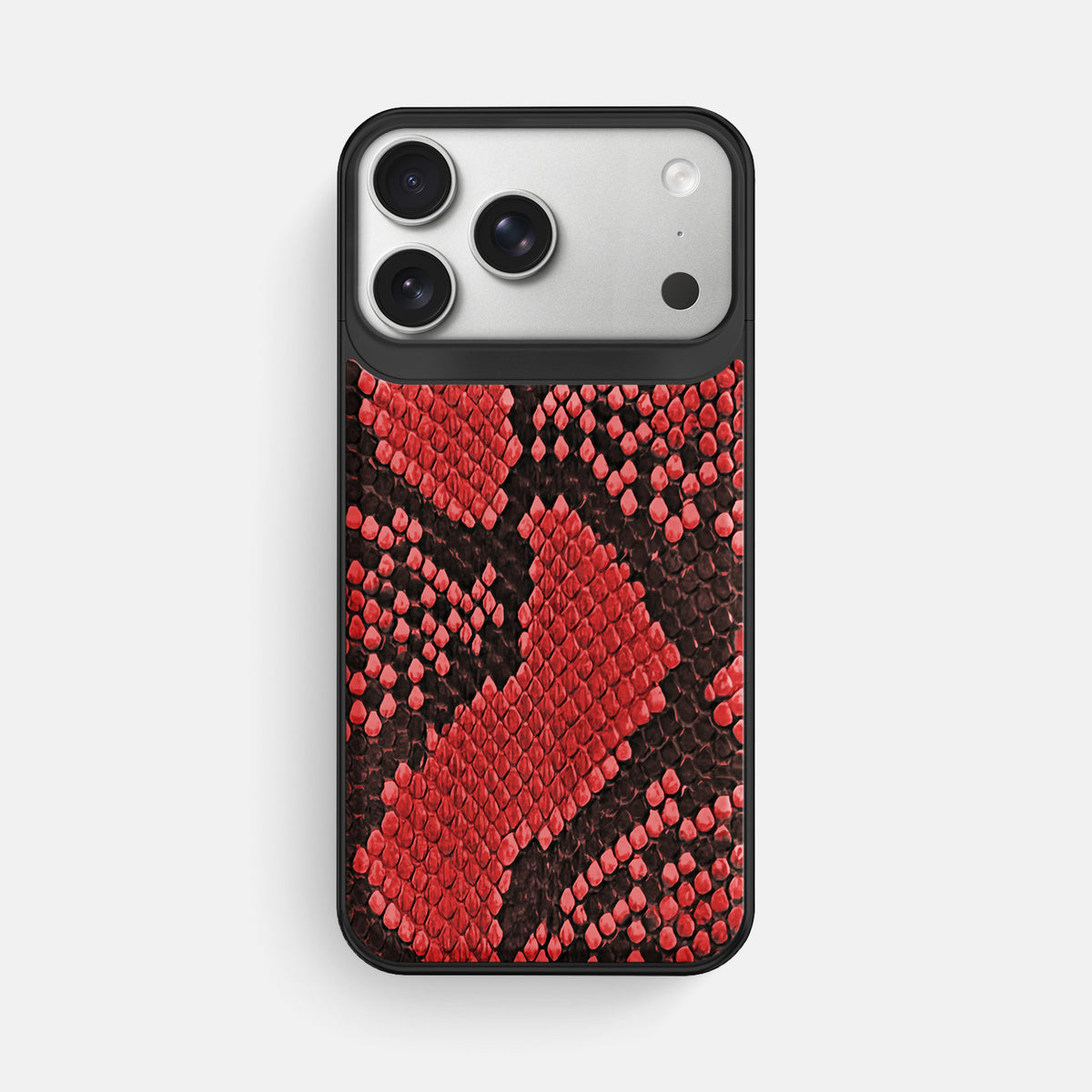 Metal Case For iPhone 18 Pro Max In Deluxe Python -1 | Red-Black