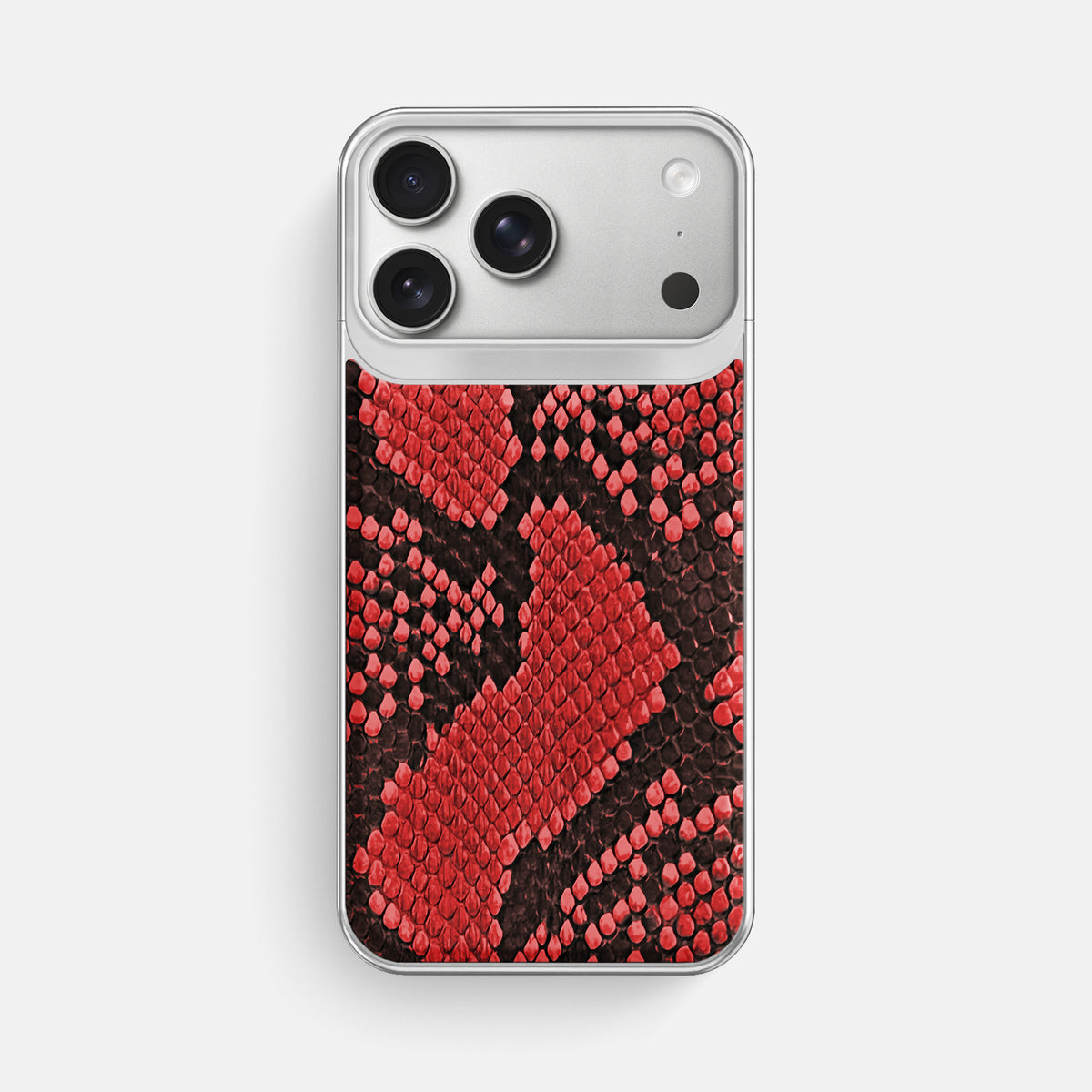Metal Case For iPhone 18 Pro Max In Deluxe Python -1 | Red-Steel