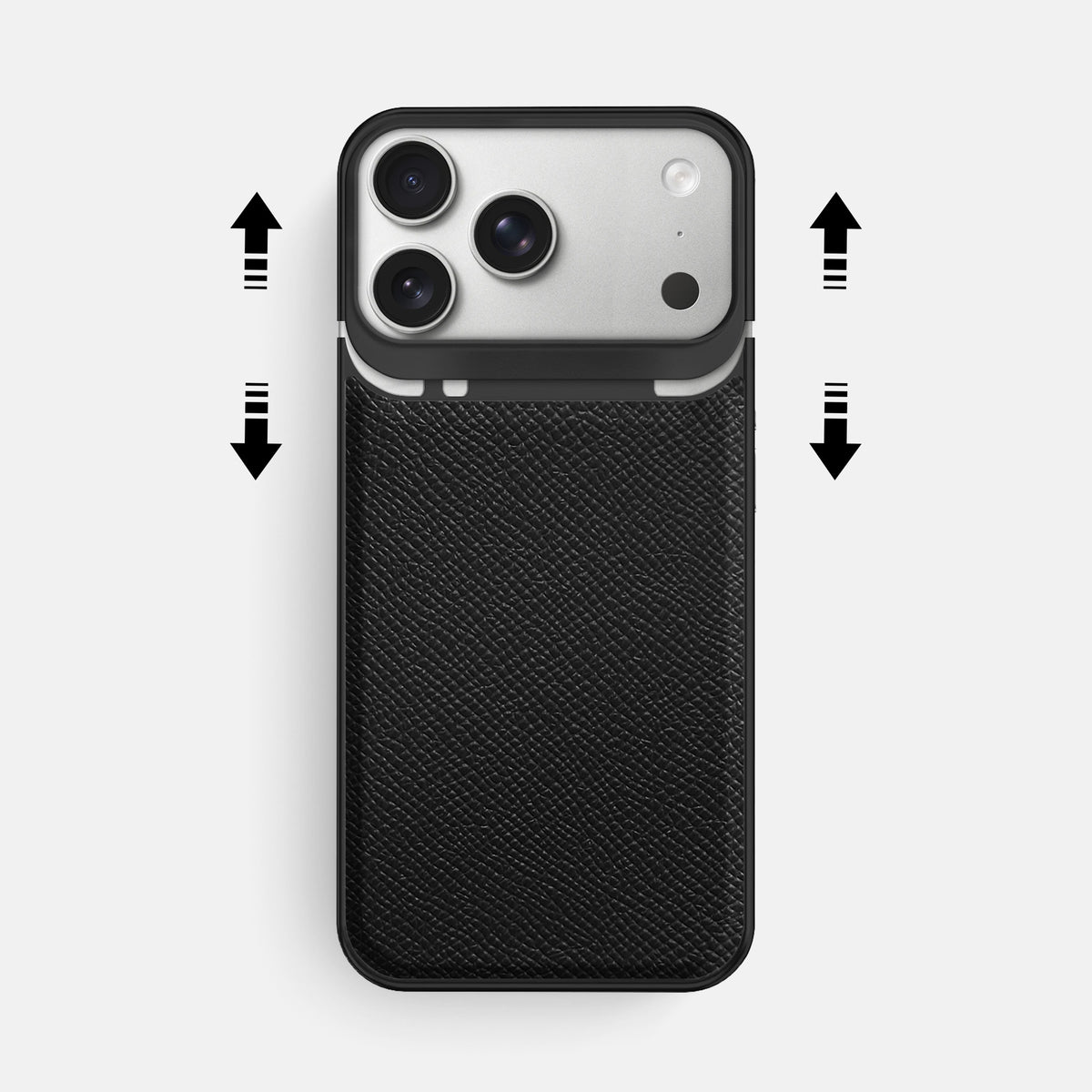 Metal Case For iPhone 18 Pro Max In Epsom-Style Calf -2 | Black-Black
