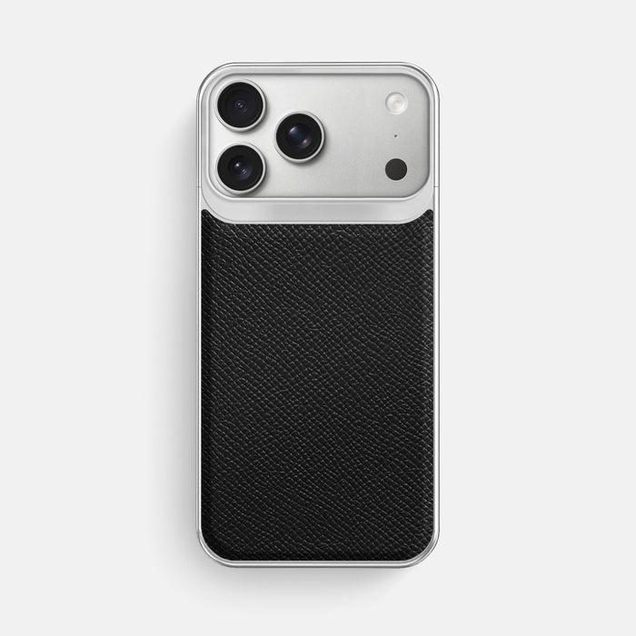 Metal Case For iPhone 18 Pro Max In Epsom-Style Calf -1 | Black-Steel