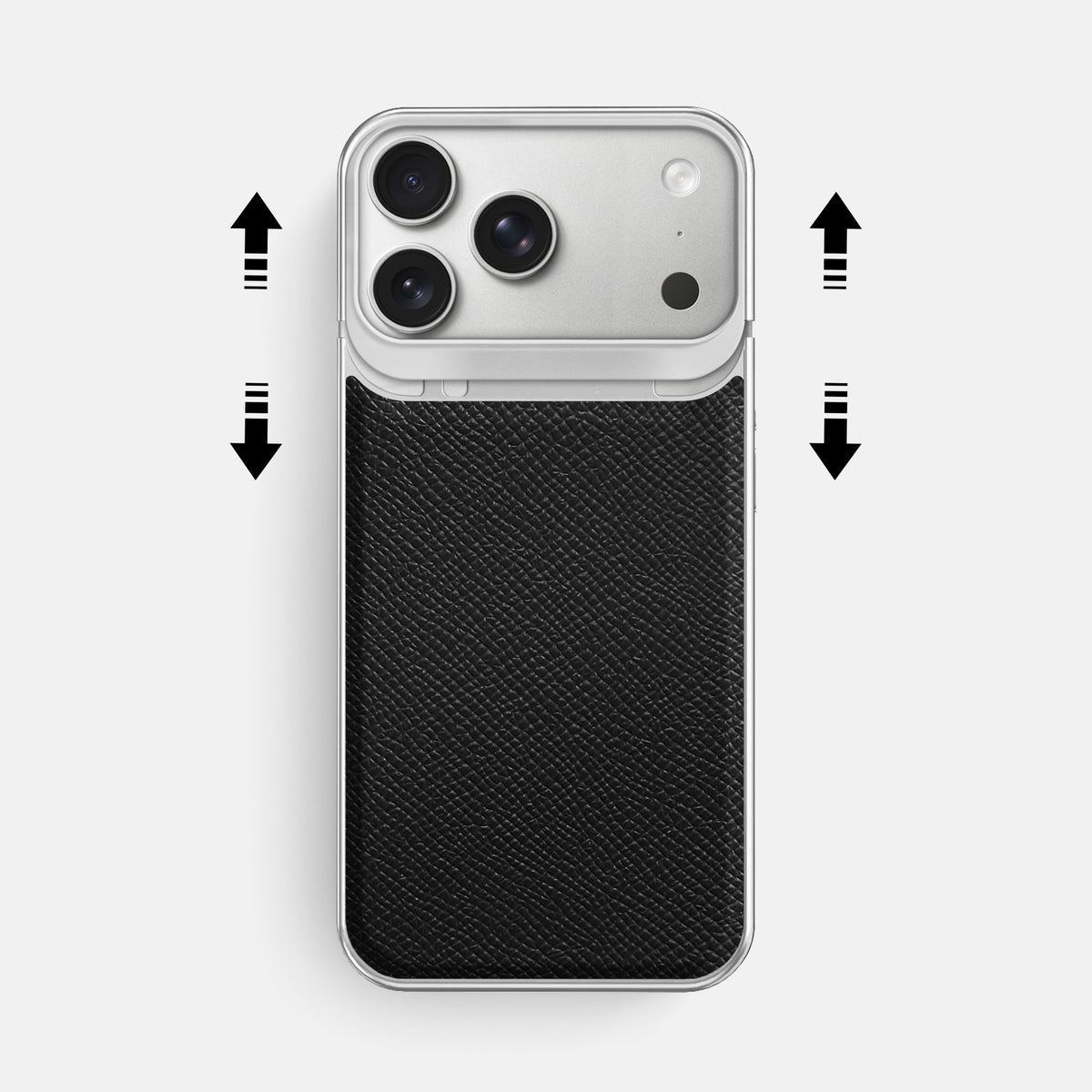 Metal Case For iPhone 18 Pro Max In Epsom-Style Calf -2 | Black-Steel