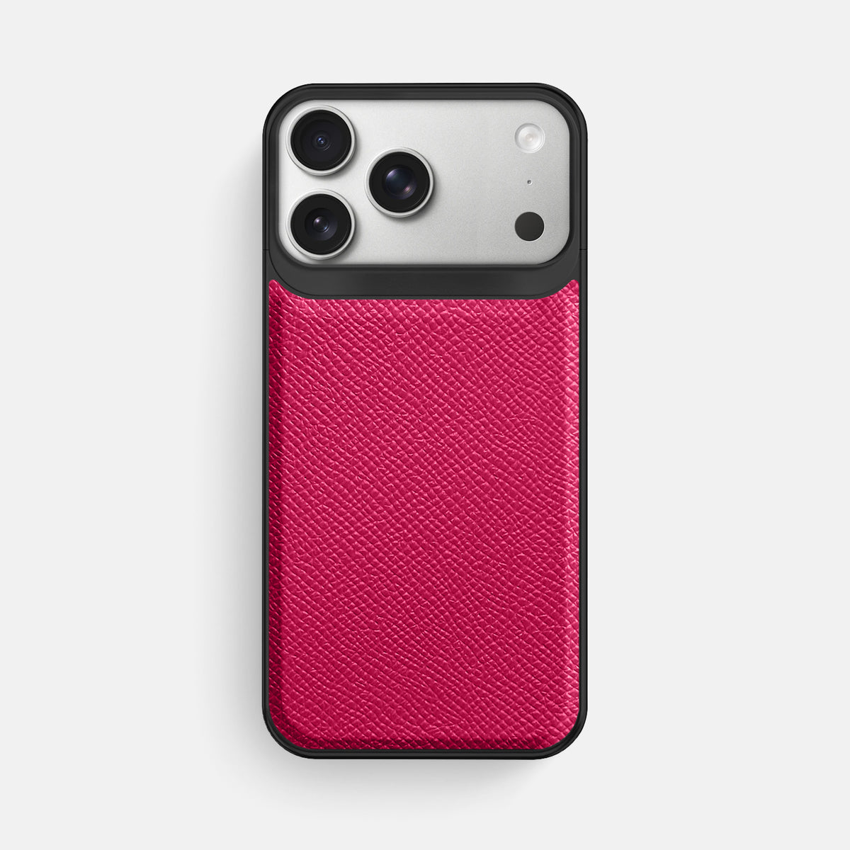 Metal Case For iPhone 18 Pro Max In Epsom-Style Calf -1 | Fuchsia-Black