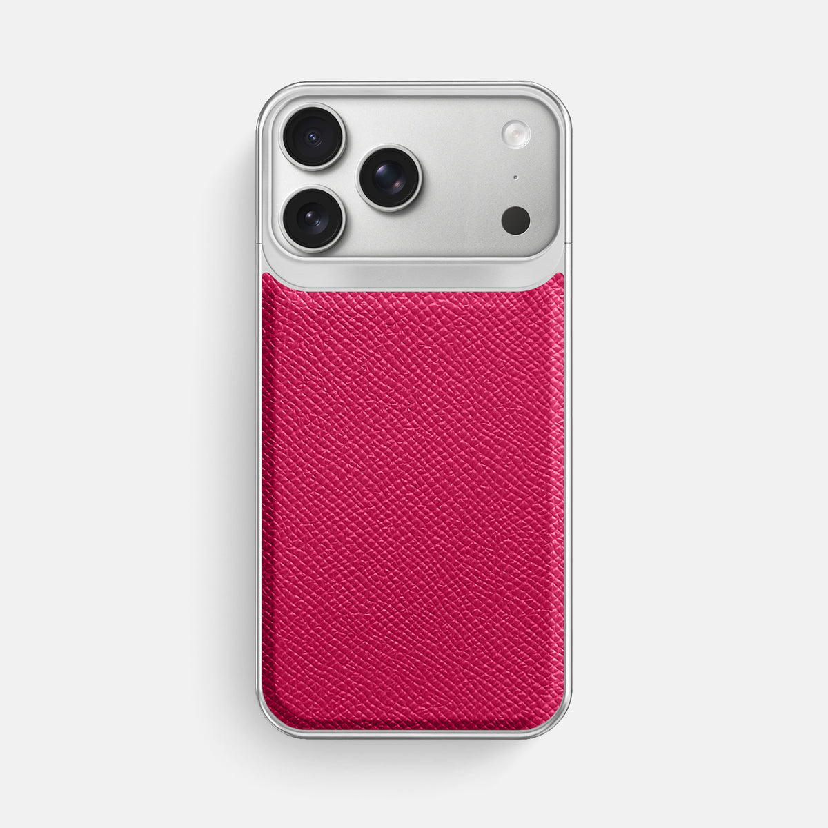 Metal Case For iPhone 18 Pro Max In Epsom-Style Calf -1 | Fuchsia-Steel