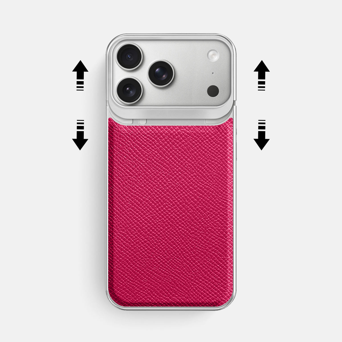 Metal Case For iPhone 18 Pro Max In Epsom-Style Calf -2 | Fuchsia-Steel