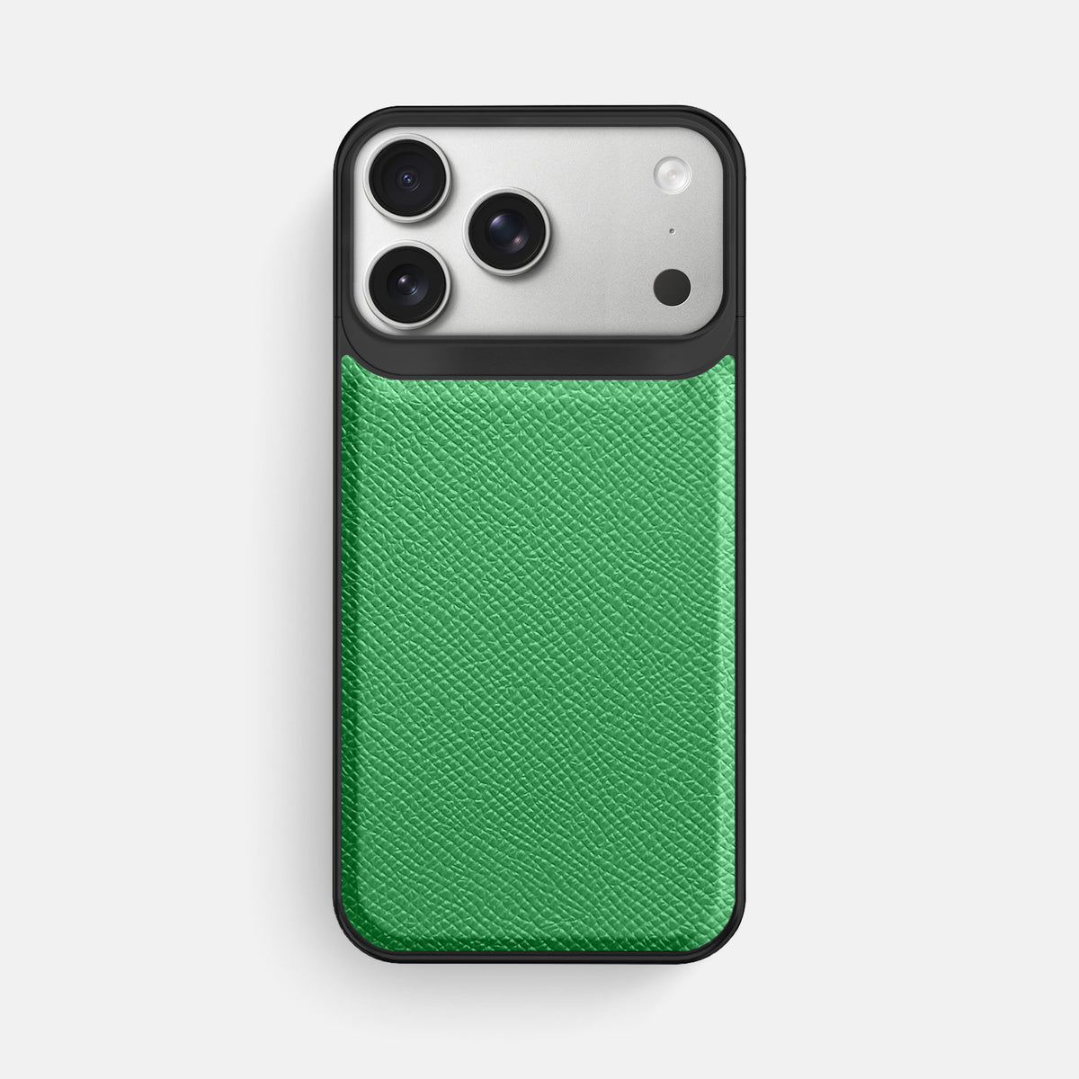 Metal Case For iPhone 18 Pro Max In Epsom-Style Calf -1 | Grass-Green-Black