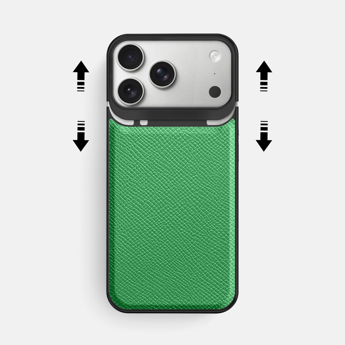 Metal Case For iPhone 18 Pro Max In Epsom-Style Calf -2 | Grass-Green-Black