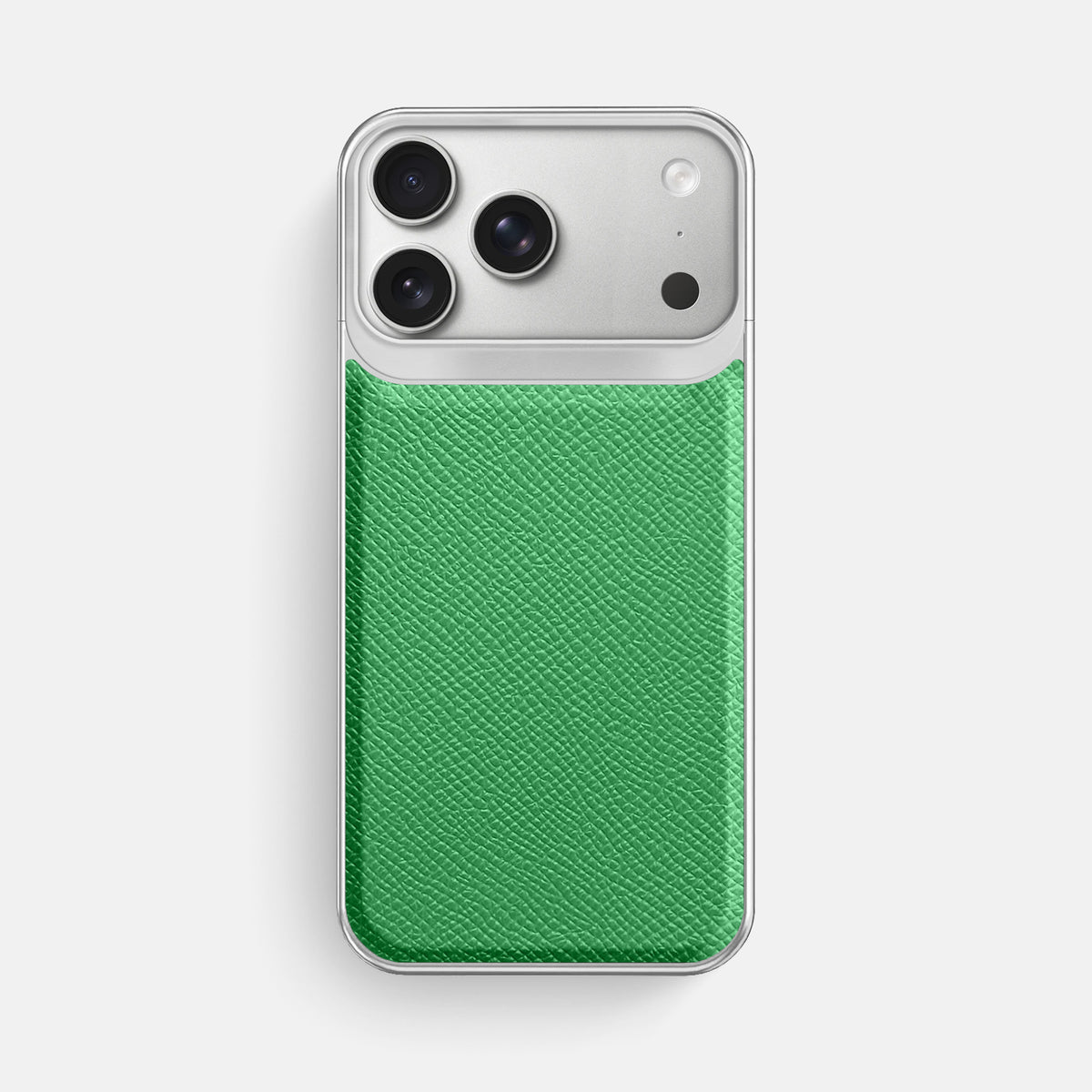 Metal Case For iPhone 18 Pro Max In Epsom-Style Calf -1 | Grass-Green-Steel