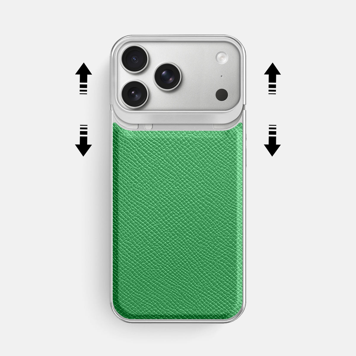Metal Case For iPhone 18 Pro Max In Epsom-Style Calf -2 | Grass-Green-Steel