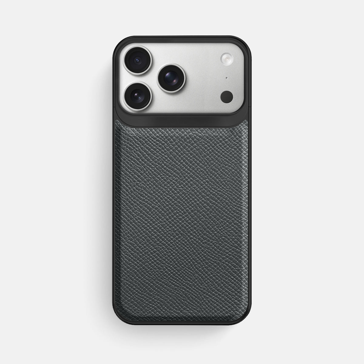 Metal Case For iPhone 18 Pro Max In Epsom-Style Calf -1 | Grey-Black