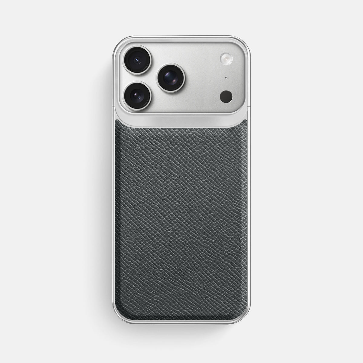 Metal Case For iPhone 18 Pro Max In Epsom-Style Calf -1 | Grey-Steel