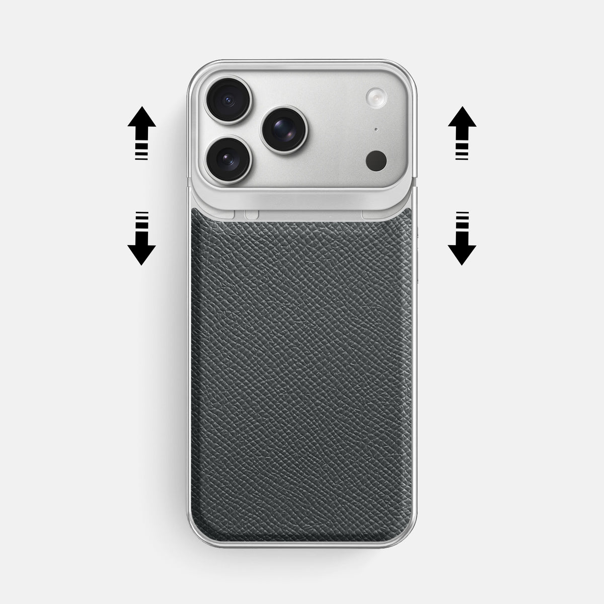 Metal Case For iPhone 18 Pro Max In Epsom-Style Calf -2 | Grey-Steel